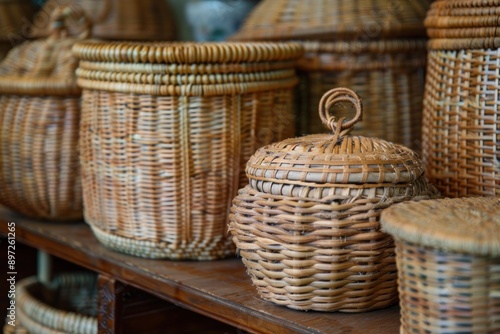 hand made Woven wicker baskets photo