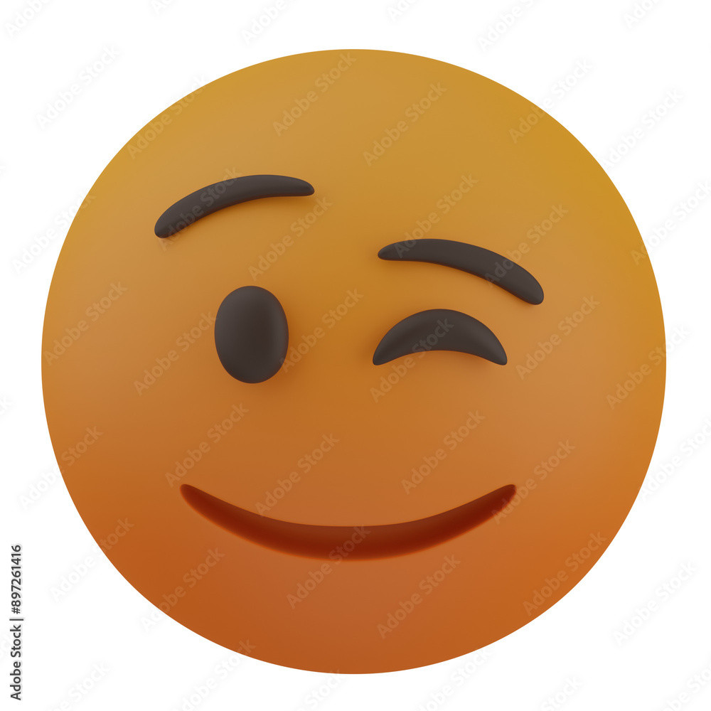 3d render Winking with smile Face illustration 3d render Winking with smile Face illustration