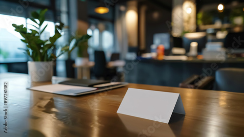 Company card at a reception desk