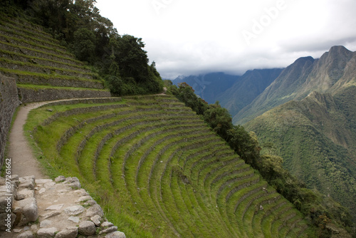 Peru Inca city of Intipata on a cloudy autumn day