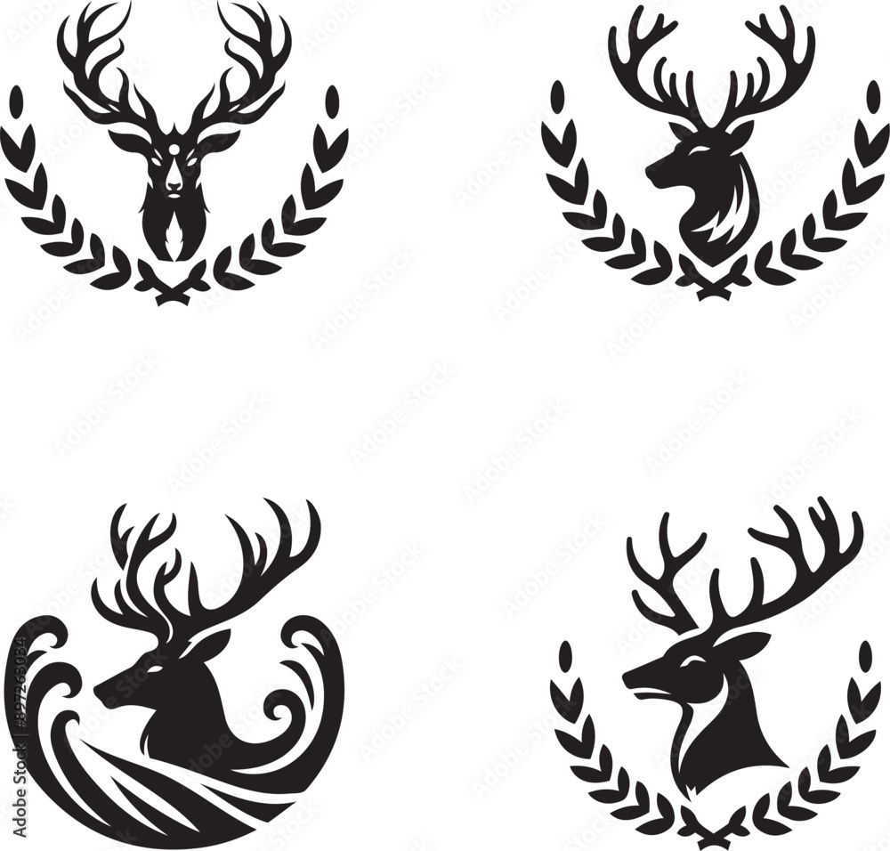 Deer Head Silhouette Illustration: Isolated Deer Head Silhouette Illustration: Isolated
