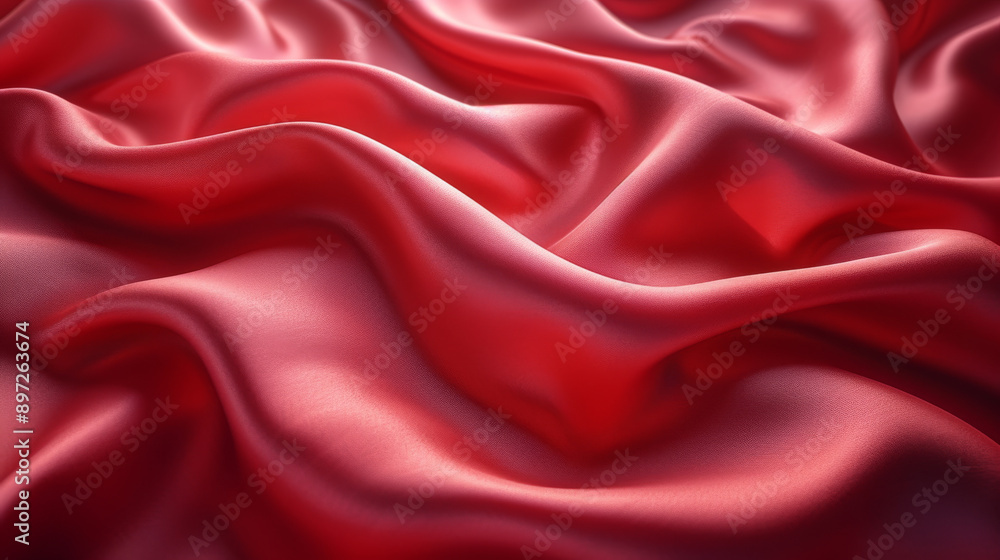 Obraz premium Red silk fabric with smooth waves texture
