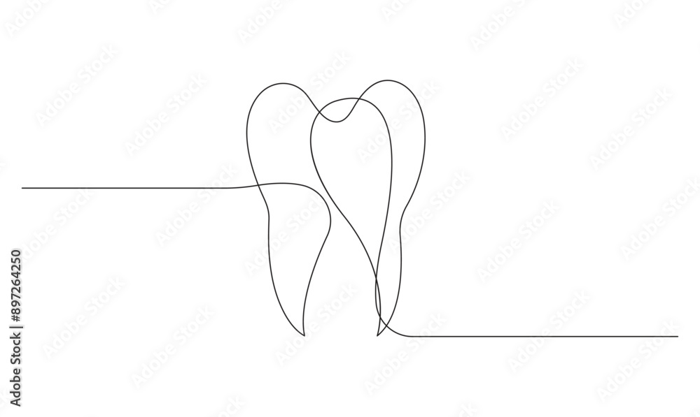 Vector continuous one line drawing of tooth, the best use for logo banner illustration dentist medical concept Vector continuous one line drawing of tooth, the best use for logo banner illustration dentist medical concept
