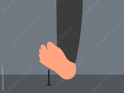 flat design nail hit vector illustration