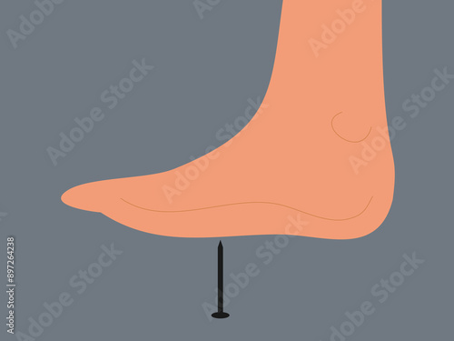 flat design nail hit vector illustration