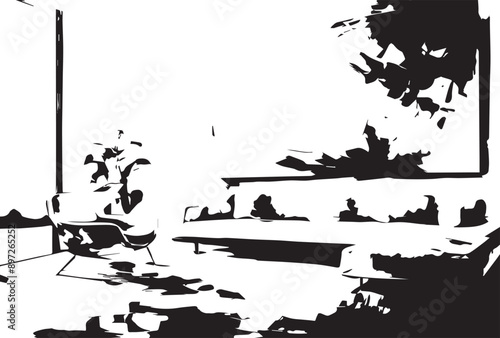 Abstract painting grunge texture. Semi- abstract image of landscape background. Modern art.