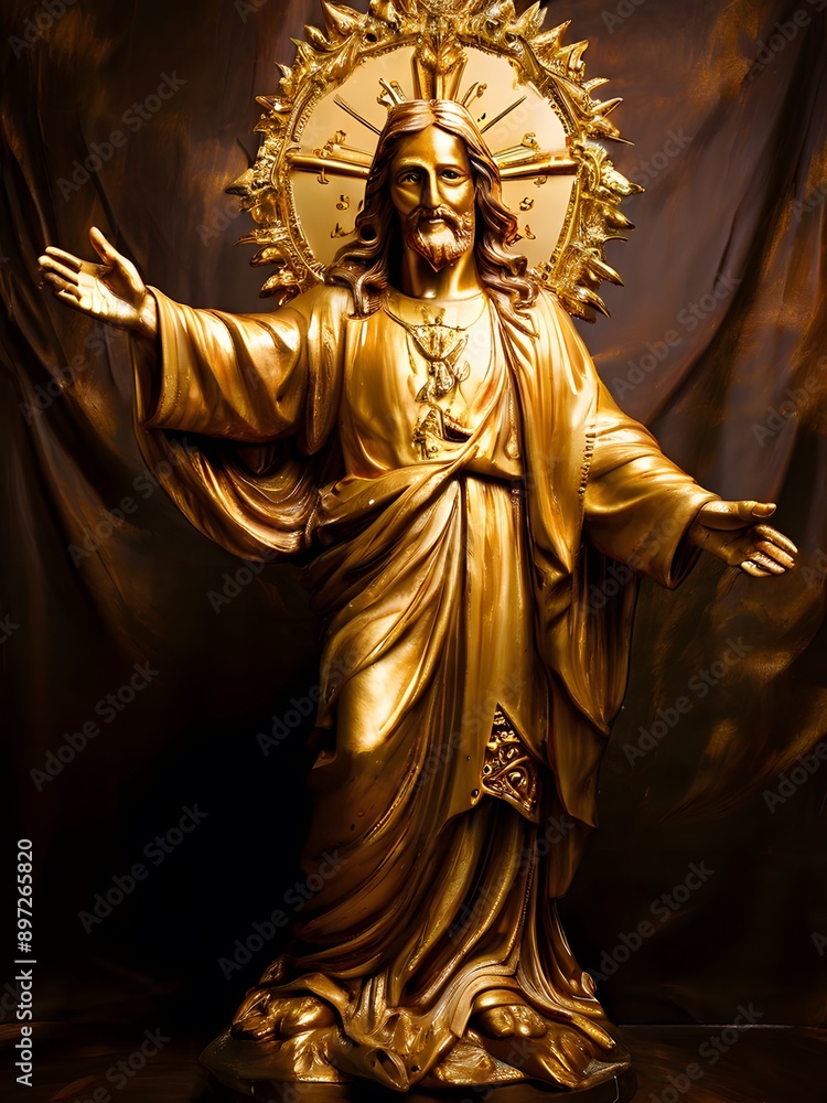 Fototapeta premium Golden jesus christ statue