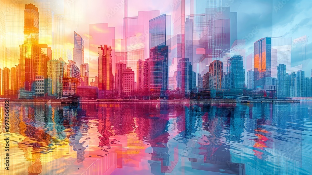 Dynamic Construction Site with Modern Properties in Vibrant Colors Symbolizing Real Estate Growth and Success Dynamic Construction Site with Modern Properties in Vibrant Colors Symbolizing Real Estate Growth and Success