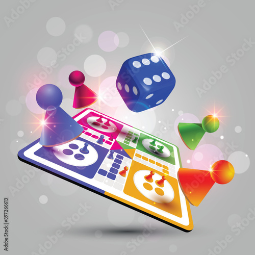 Playing Ludo board game, token, pegs Background