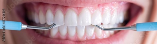 Fluoride gel application on teeth, enhancing dental hygiene