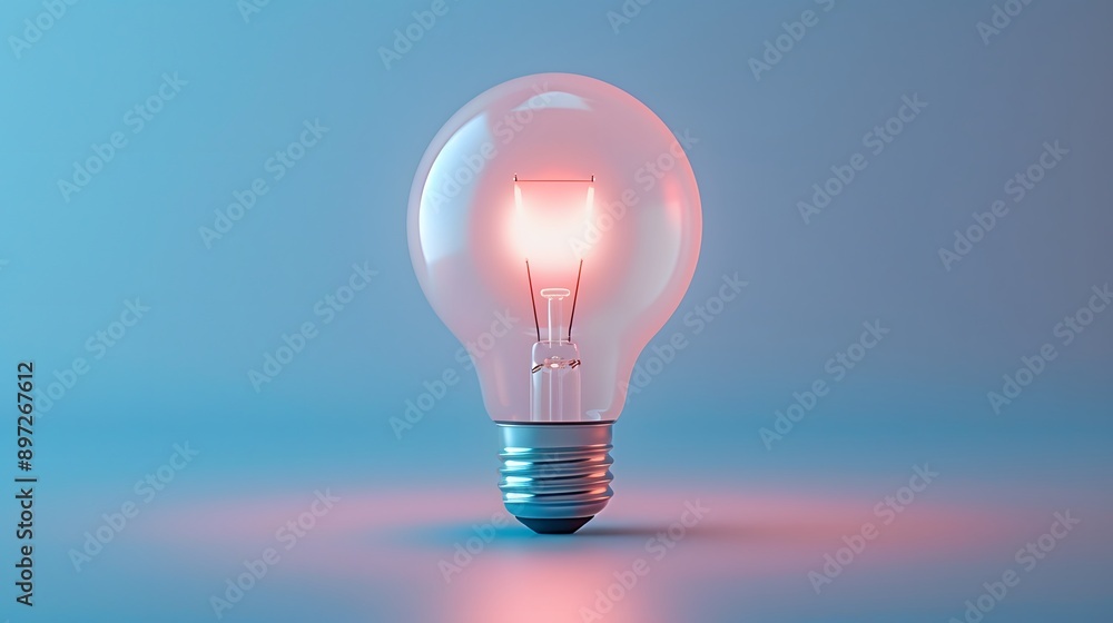 White light bulb, gradient light blue background, minimalist composition, soft studio lighting, product photography, creative concept, innovation symbolism. White light bulb, gradient light blue background, minimalist composition, soft studio lighting, product photography, creative concept, innovation symbolism.