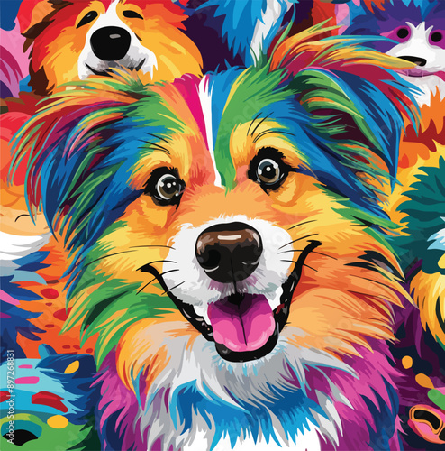 German shepherds colorful art vector photos illustration