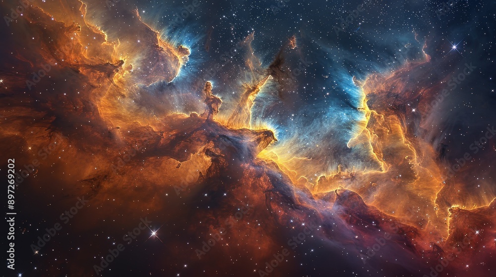 Fototapeta premium Majestic Cosmic Nebula in the Depths of the Universe