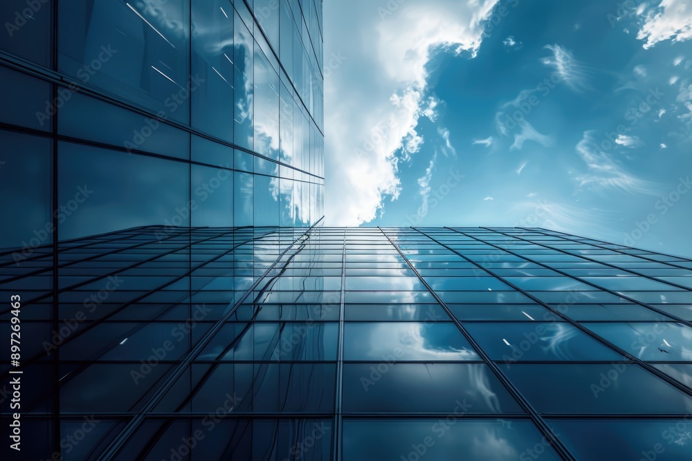 Obraz premium A high-rise building with numerous windows and a modern design
