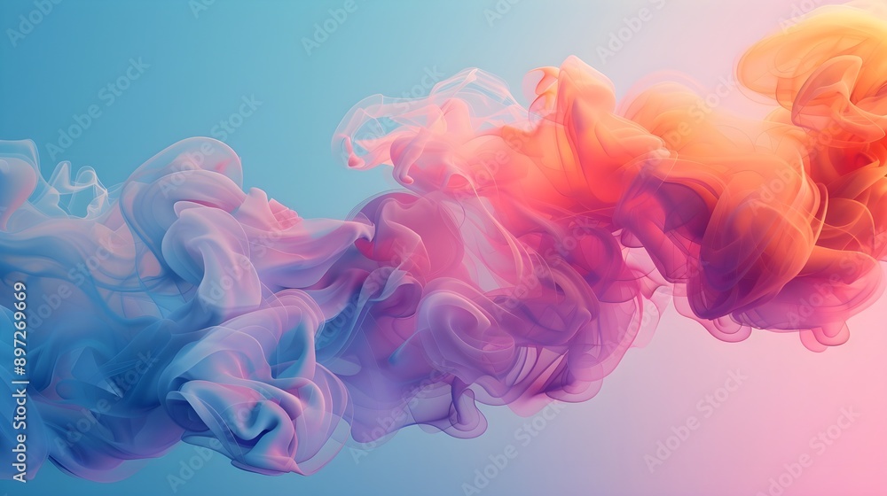 3D clouds of thick smoke (fog, clouds) in colored lighting, rising upward. Graphic Resources 3D clouds of thick smoke (fog, clouds) in colored lighting, rising upward. Graphic Resources