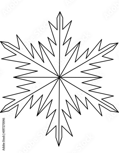 Big snowflake icon line drawing vector photo