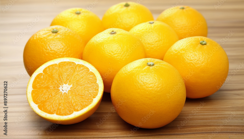 a group of oranges sitting on top of a wooden table next to each other on a wooden surface a group of oranges sitting on top of a wooden table next to each other on a wooden surface
