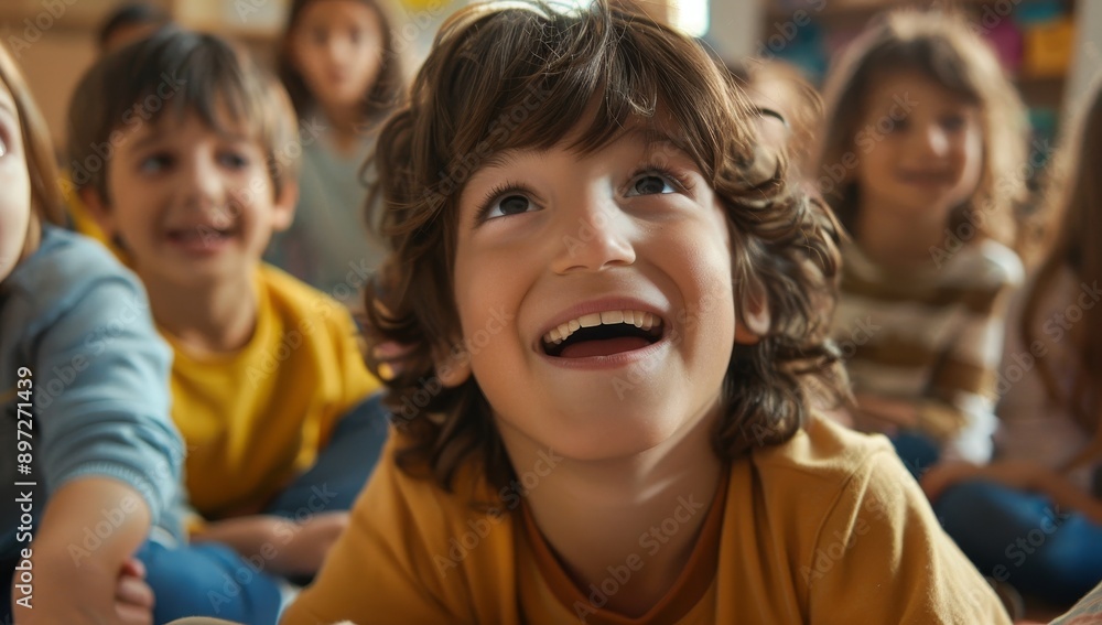Children seated in a classroom in a circle Children seated in a classroom in a circle