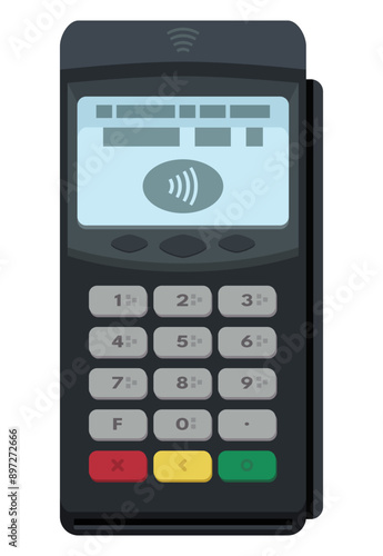 Contactless payment terminal in flat design style  (cut out)