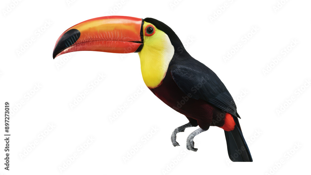 Fototapeta premium a vibrant and colorful toucan bird on white background.