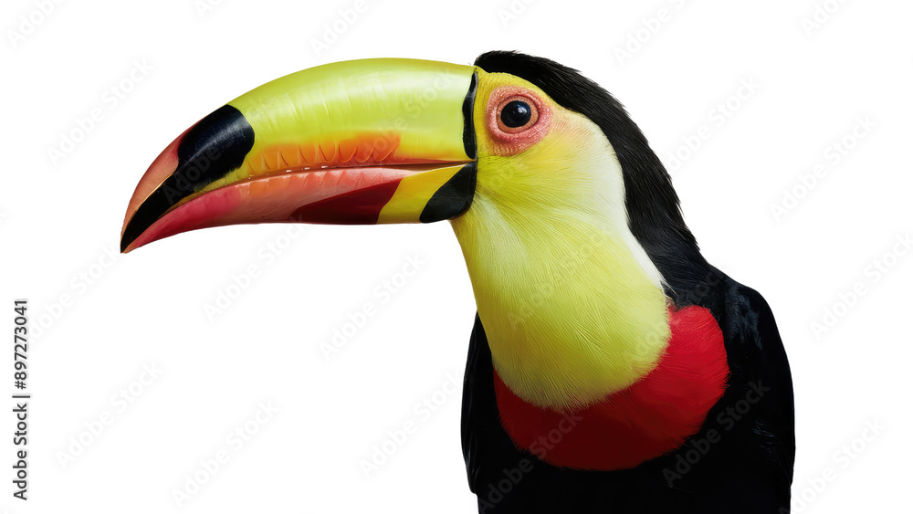 Fototapeta premium a vibrant and colorful toucan bird on white background.