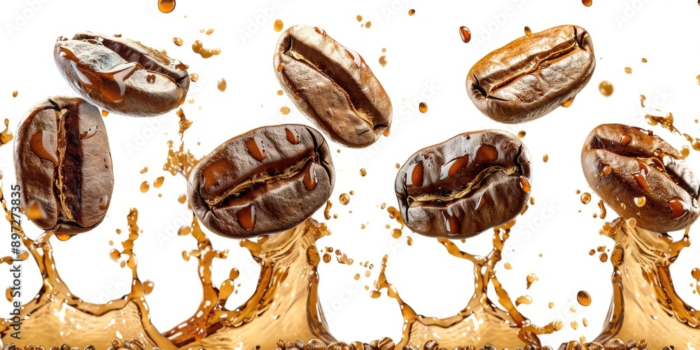 Obraz premium Freshly brewed coffee with a shot of espresso, suitable for a cafe or office setting