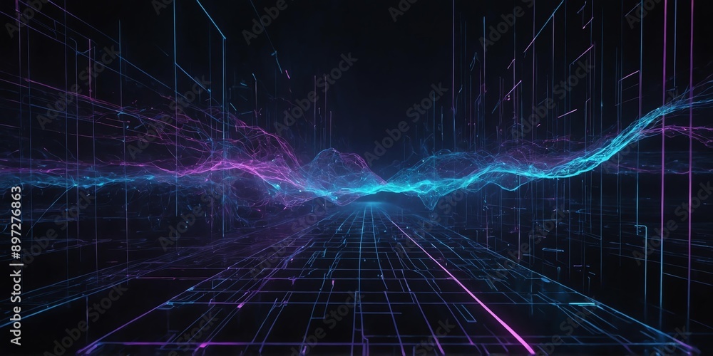 black light trail futuristic particles blockchain back background black light trail futuristic particles blockchain back background