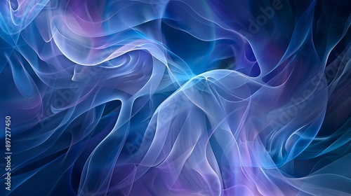 Abstract blue wavy background flowing in cyberspace for use as texture or backdrop