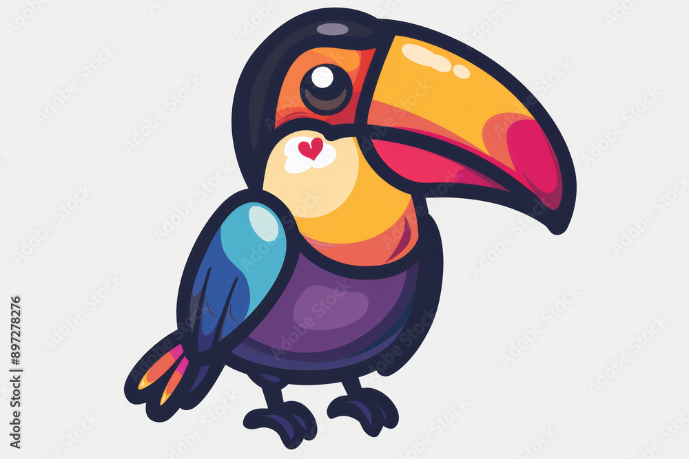 Naklejka premium Adorable Toucan Logo with Rainbow Colors