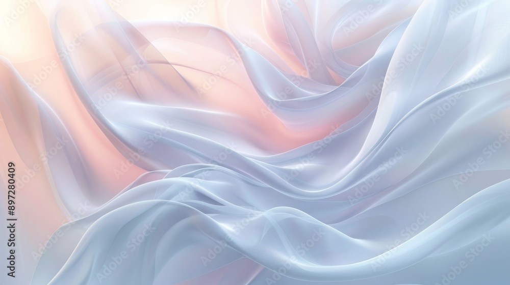 Soft pastel hues and flowing shapes create a serene abstract fabric background, exuding calm and elegance Soft pastel hues and flowing shapes create a serene abstract fabric background, exuding calm and elegance