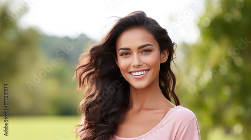 generated illustration beautiful wide smile of healthy woman, white teeth close up, dentist tooth whitening