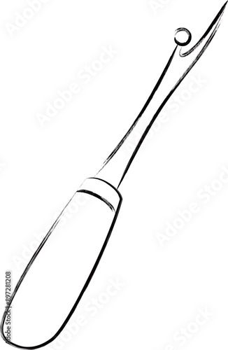 筆書き裁縫道具単品アイコン　リッパー