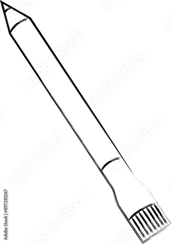 筆書き裁縫道具単品アイコン　チャコペン
