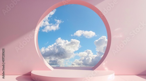 It includes a pink podium scene with sky 3D platform and luxury products, a white backdrop that has a pastel romantic sky backdrop, and an abstract background light behind it. Pink podium background