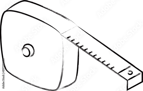 筆書き裁縫道具単品アイコン　メジャー