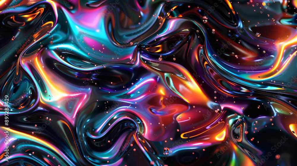 Iridescent background fluidity texture in dark blue and purple