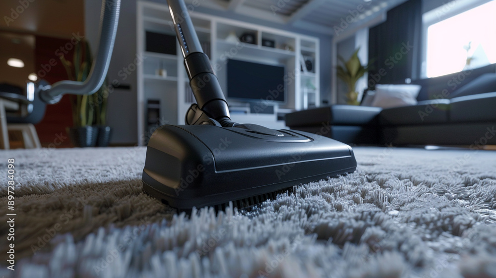 a vacuum cleaner cleaning a white carpet in a living room a vacuum cleaner cleaning a white carpet in a living room