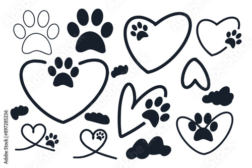 heart with dog paw vector