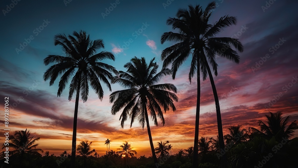 palm trees at sunset