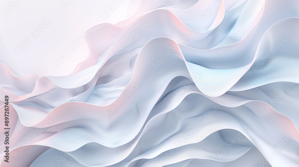 Obraz premium Soft pastelcolored abstract waves suggest fabrics gentle flow, creating a harmonious visual experience