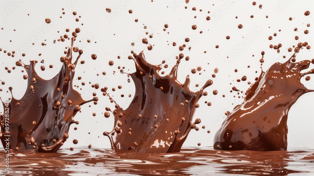 A delicious chocolate drizzle on the surface of calm water, perfect for food or beauty images A delicious chocolate drizzle on the surface of calm water, perfect for food or beauty images