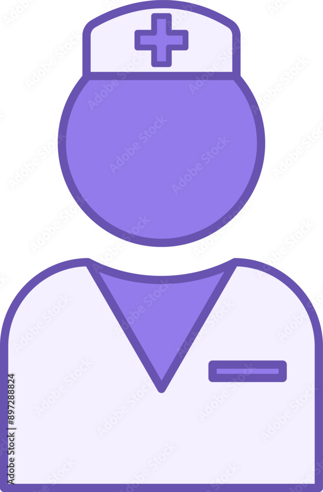 Obraz premium Nurse Color Icon. Vector Icon. Medical Worker in Hospital Clothes. Physician Assistant for Patient Care. Health and Medicine Concept