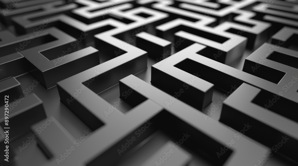 Intricate 3d maze pattern taking shape with shallow depth of field, perfect for technology and problem solving themes Intricate 3d maze pattern taking shape with shallow depth of field, perfect for technology and problem solving themes