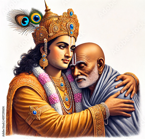 Krishna and Sudama, Krishna with Friend Sudama, Krishna Sudama Friendship photo