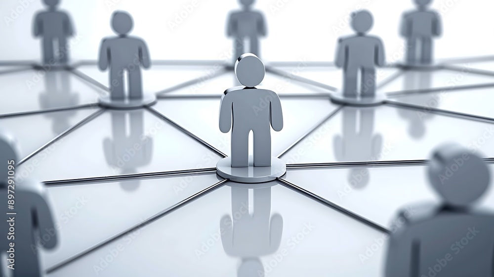 Abstract Representation of Organizational Structure with Connected Figures Highlighting Teamwork and Collaboration Abstract Representation of Organizational Structure with Connected Figures Highlighting Teamwork and Collaboration