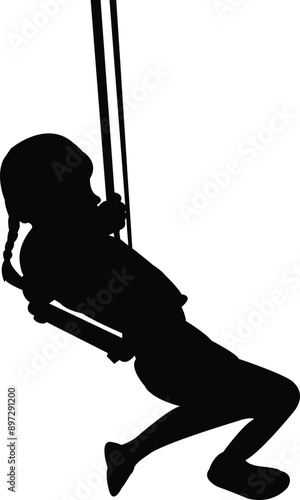 a girl swinging body silhouette vector