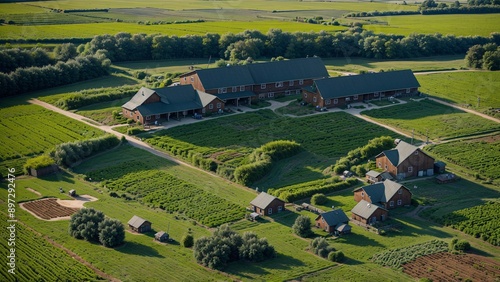 farm barn aerial view