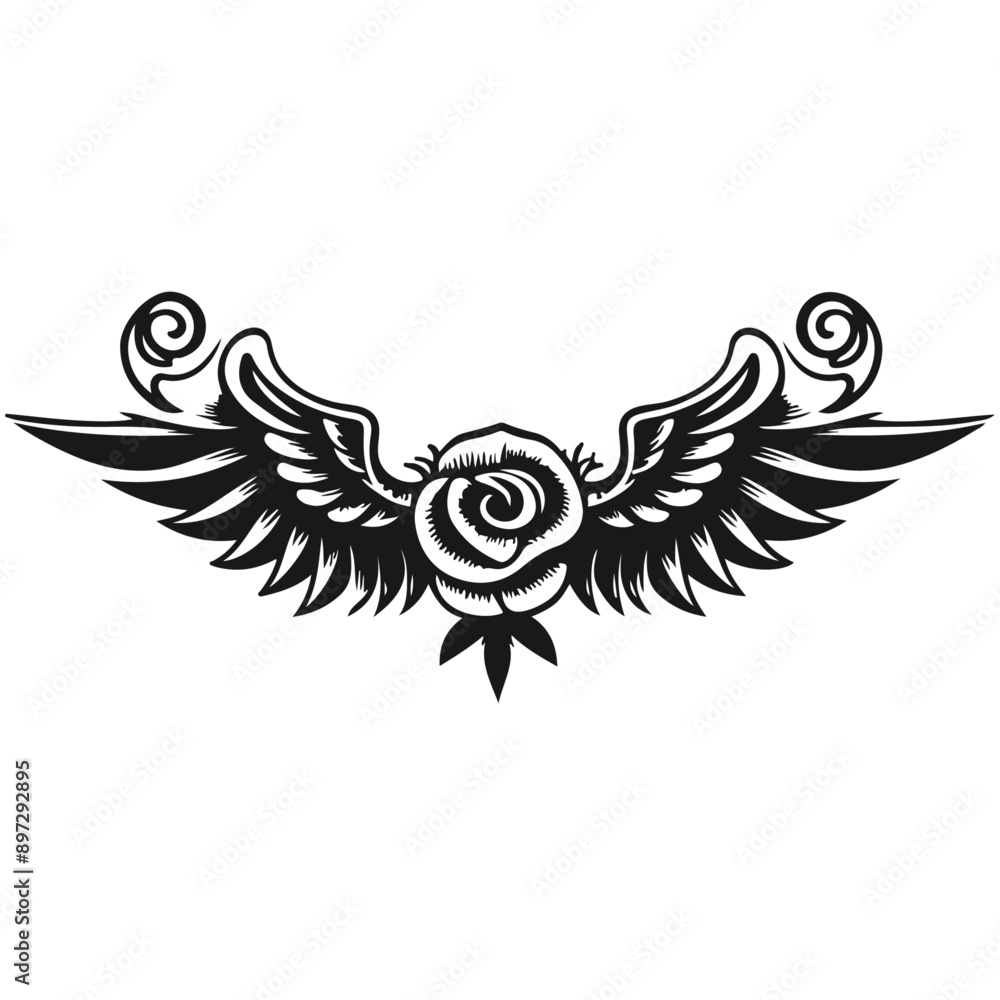 Fototapeta premium black tattoo design, wing