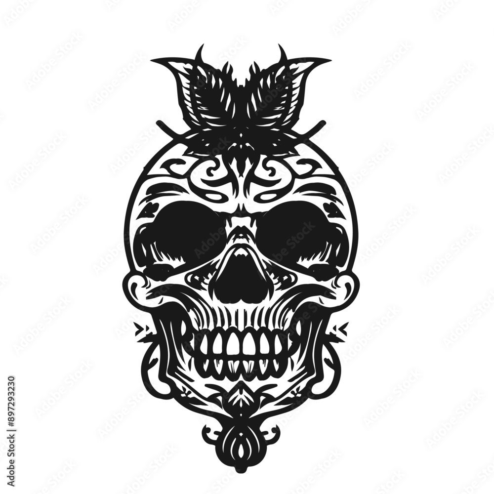 black tattoo design, skull black tattoo design, skull