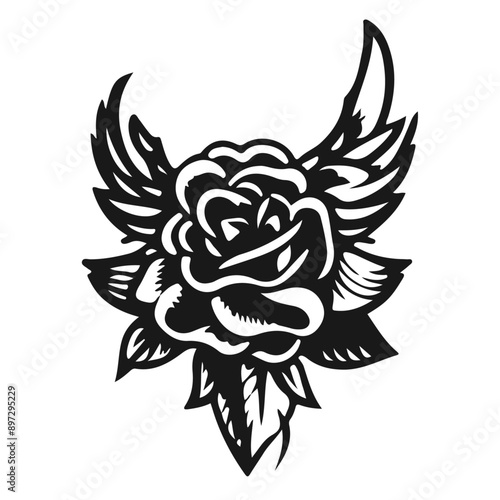 black tattoo design, rose